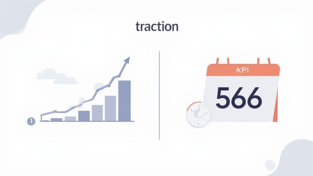A chart showing a steep upward trend, representing business traction.