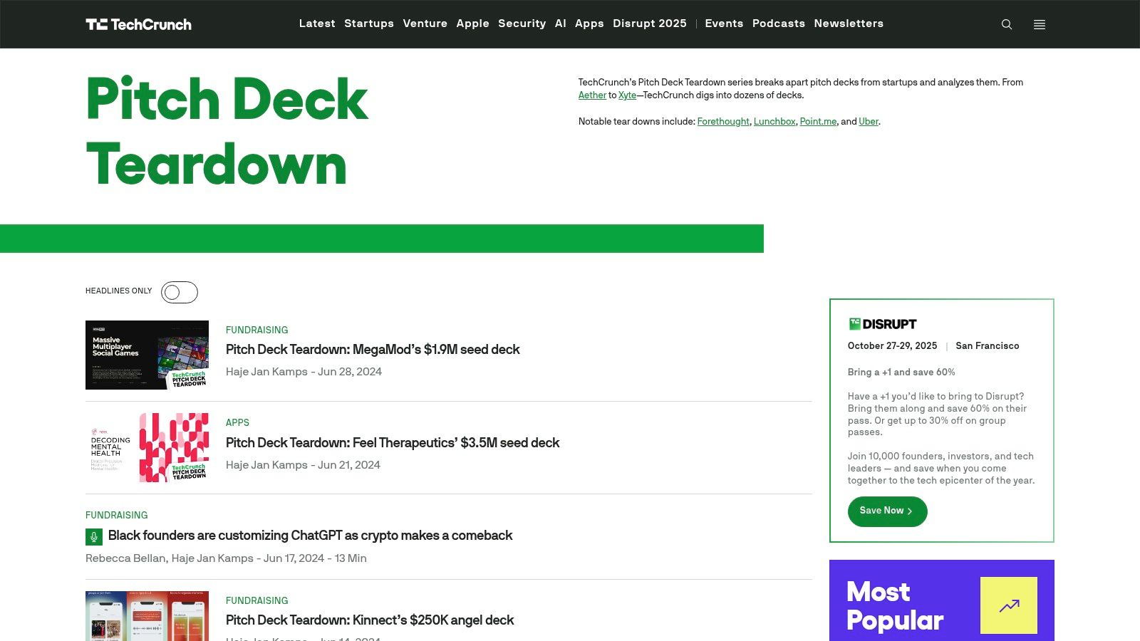 TechCrunch - Pitch Deck Teardown Series