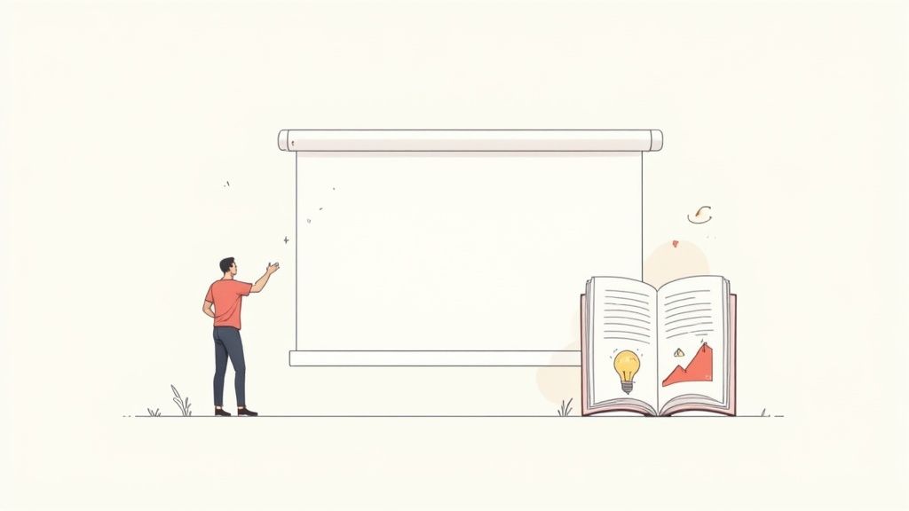 A person working on a "startup pitch deck template"